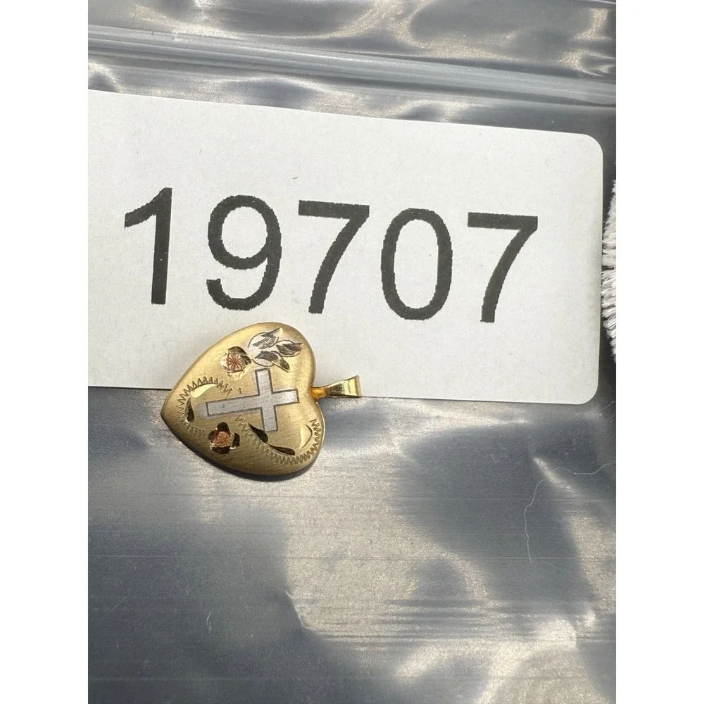 Vintage Gold Filled Locket‎ Pendant Cross Etched